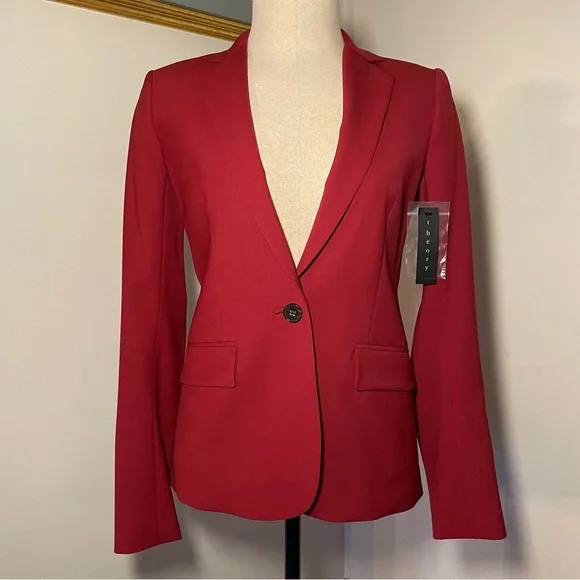Theory Gabrielle Flame Red Women's Blazer Size: 00 - Picture 1 of 8